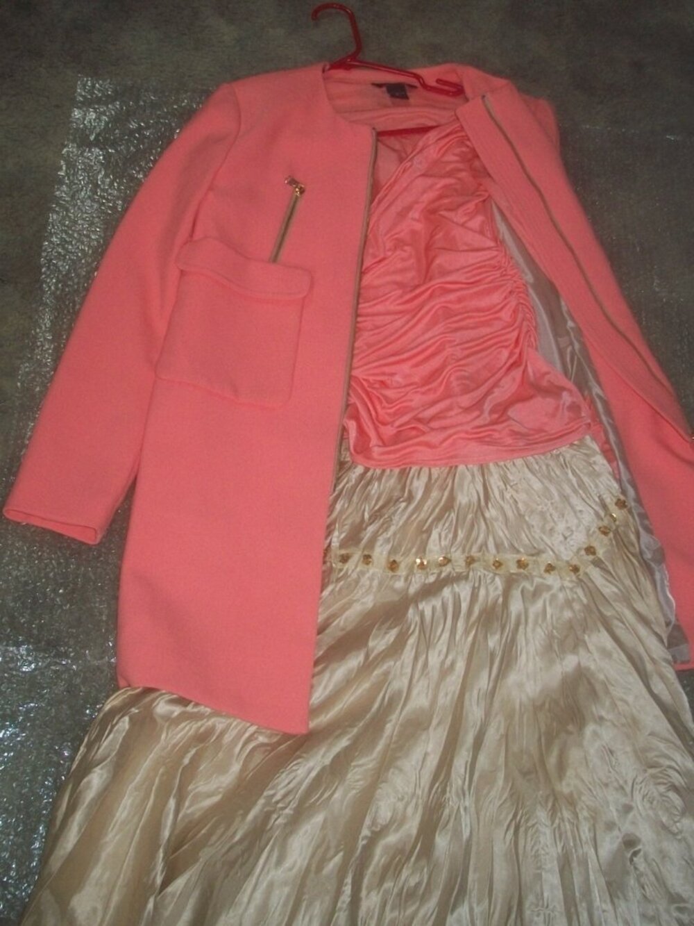 womens spring coat.lined.peach.Metaphor.Size medium